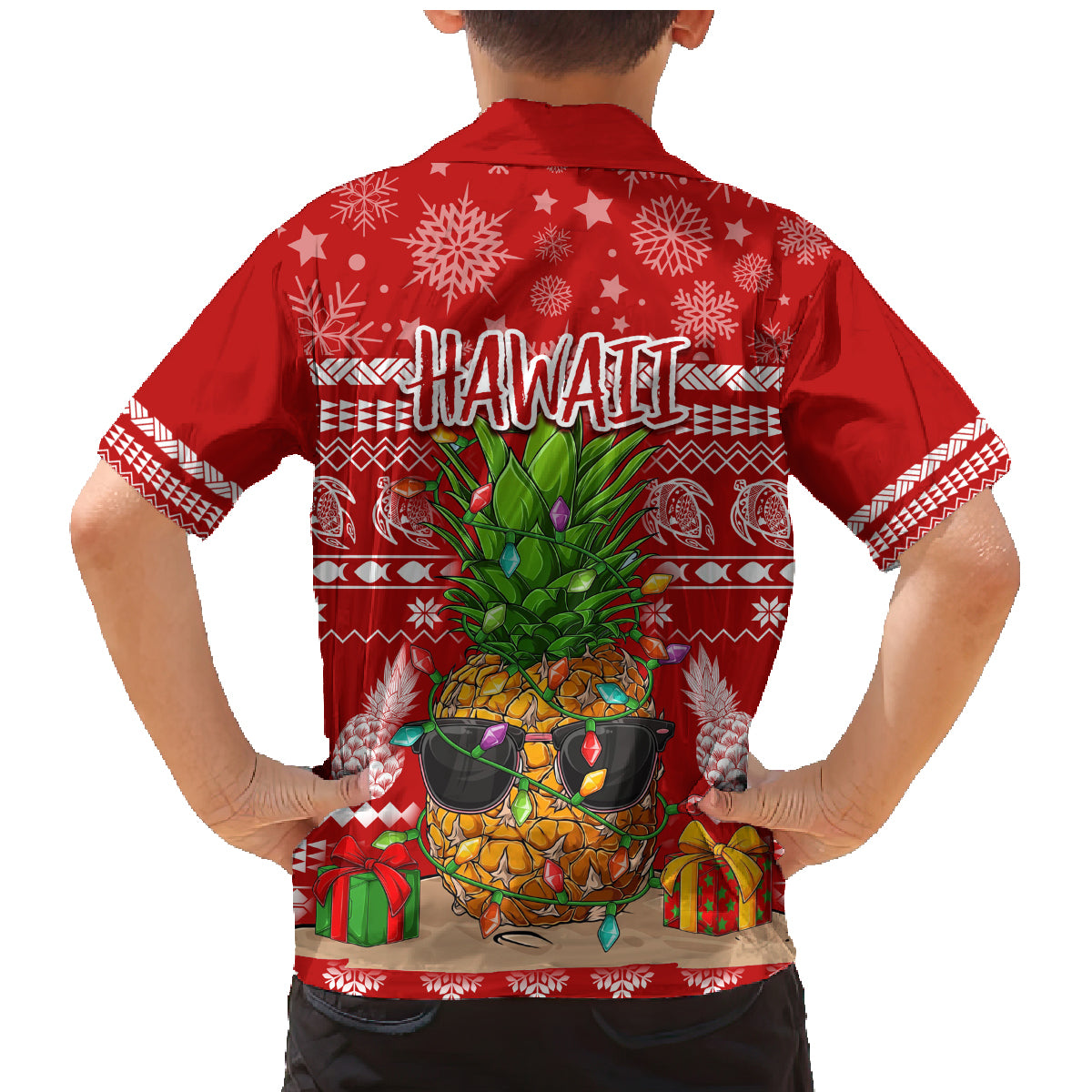 Hawaii Pineapple Christmas Family Matching Mermaid Dress and Hawaiian Shirt Mele Kalikimaka LT7 - Wonder Print Shop