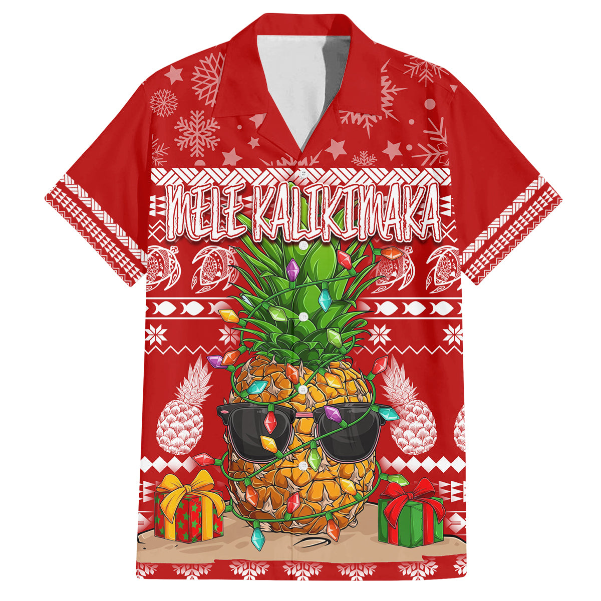 Hawaii Pineapple Christmas Family Matching Off Shoulder Long Sleeve Dress and Hawaiian Shirt Mele Kalikimaka - Wonder Print Shop