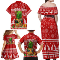 Hawaii Pineapple Christmas Family Matching Off Shoulder Maxi Dress and Hawaiian Shirt Mele Kalikimaka LT7 - Wonder Print Shop