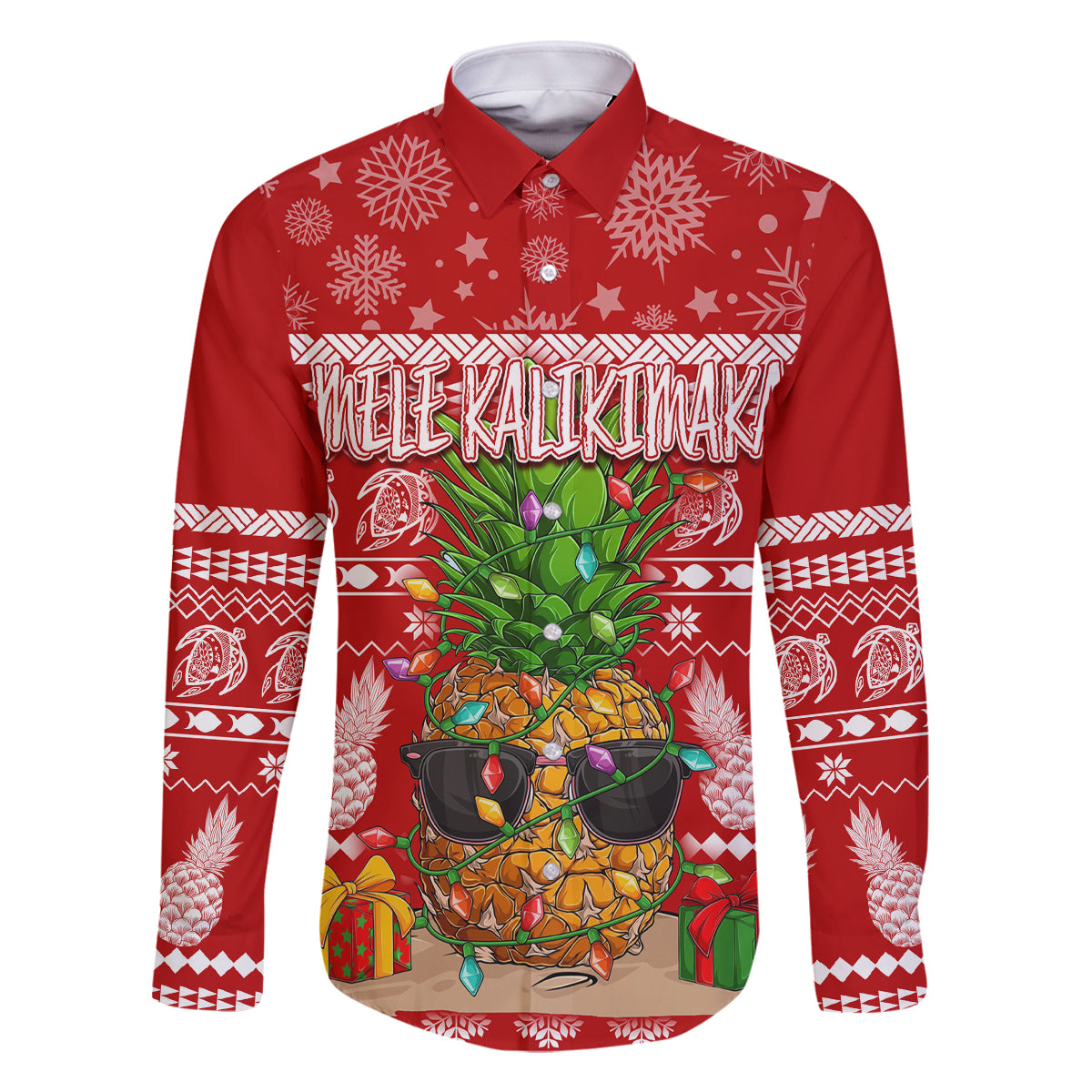 Hawaii Pineapple Christmas Family Matching Off Shoulder Short Dress and Hawaiian Shirt Mele Kalikimaka LT7 - Wonder Print Shop