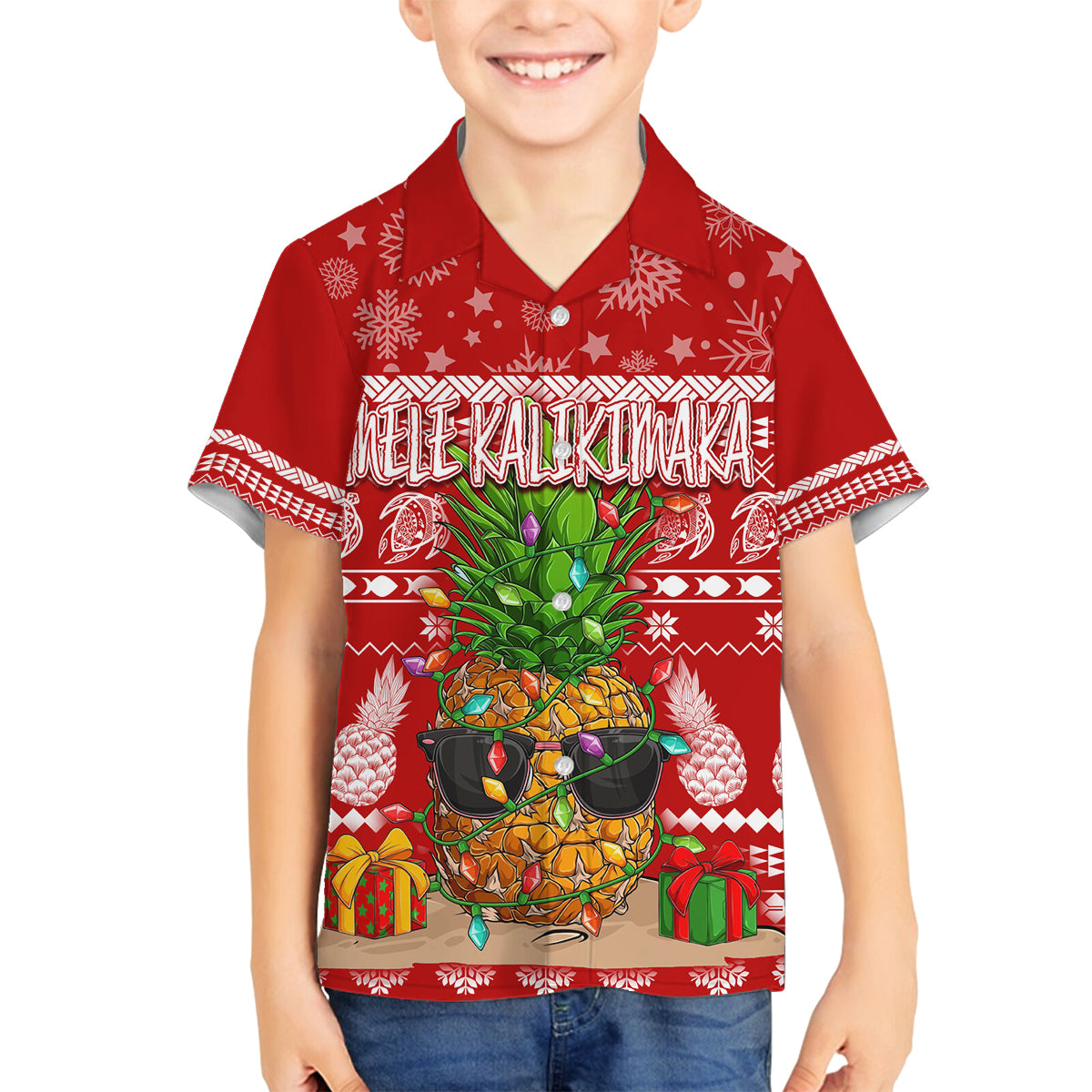 Hawaii Pineapple Christmas Family Matching Off Shoulder Short Dress and Hawaiian Shirt Mele Kalikimaka LT7 - Wonder Print Shop