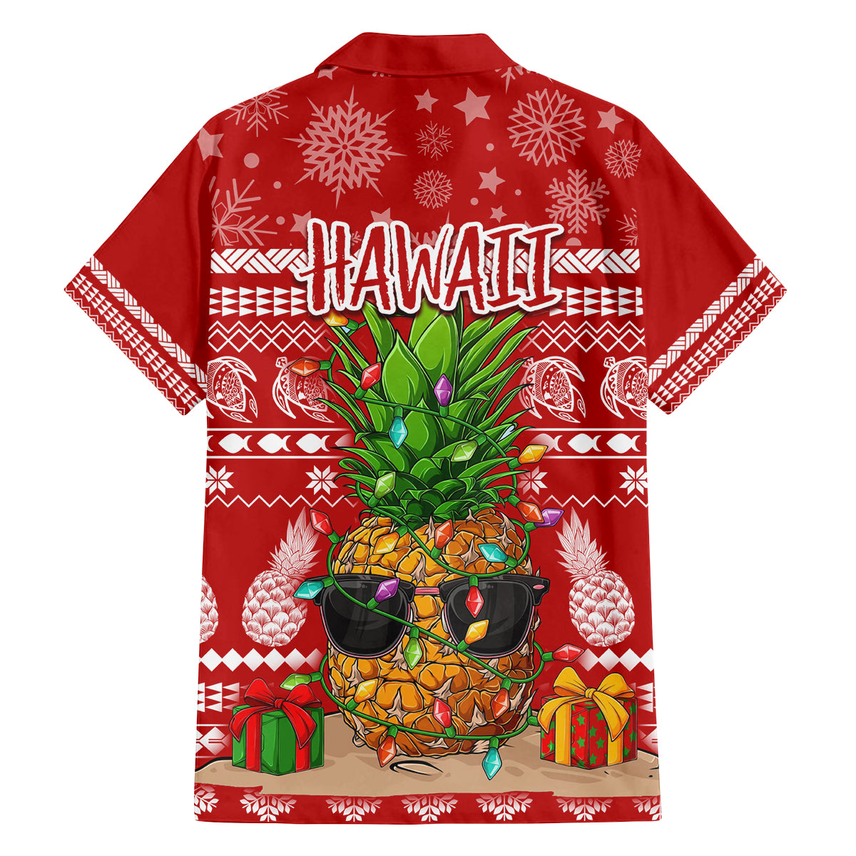 Hawaii Pineapple Christmas Family Matching Puletasi Dress and Hawaiian Shirt Mele Kalikimaka - Wonder Print Shop