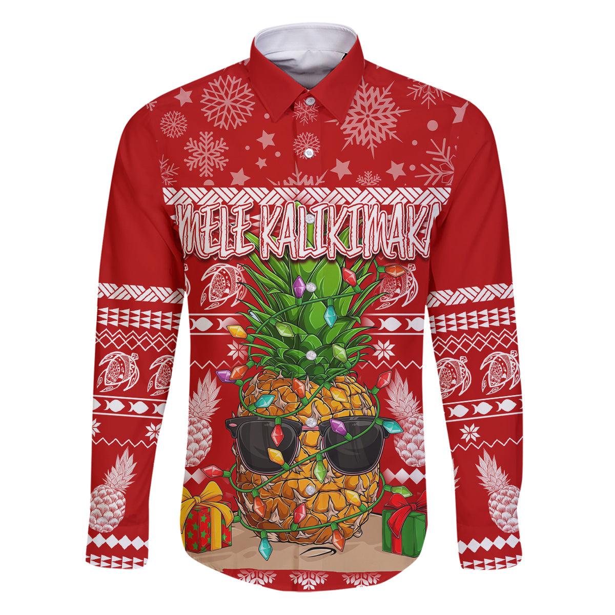 Hawaii Pineapple Christmas Family Matching Puletasi Dress and Hawaiian Shirt Mele Kalikimaka - Wonder Print Shop