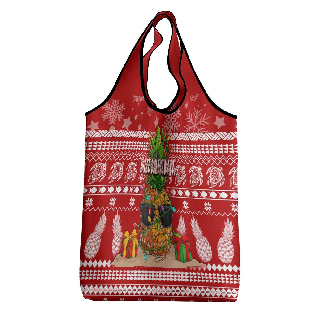 Hawaii Pineapple Christmas Grocery Bag Mele Kalikimaka