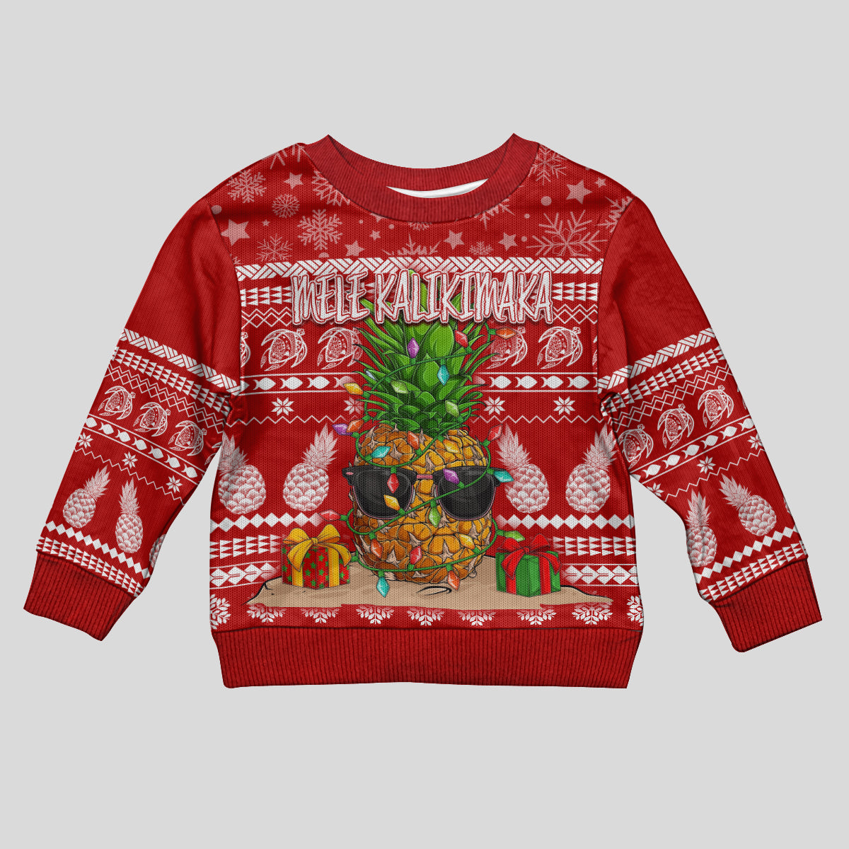 Hawaii Pineapple Christmas Kid Ugly Christmas Sweater Mele Kalikimaka - Wonder Print Shop