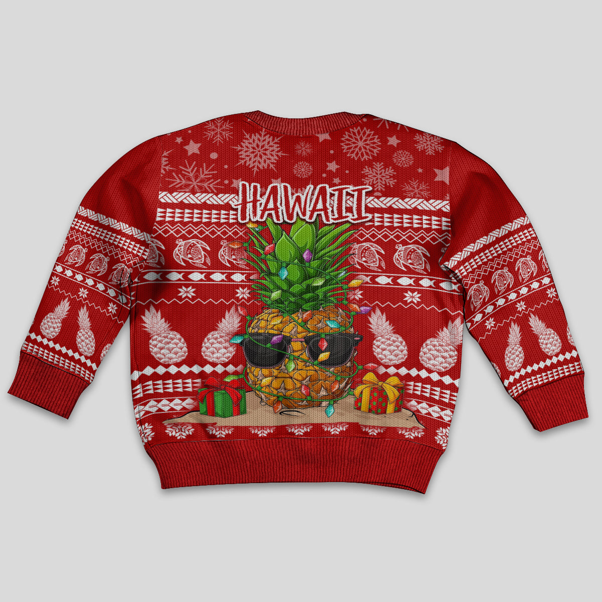 Hawaii Pineapple Christmas Kid Ugly Christmas Sweater Mele Kalikimaka - Wonder Print Shop