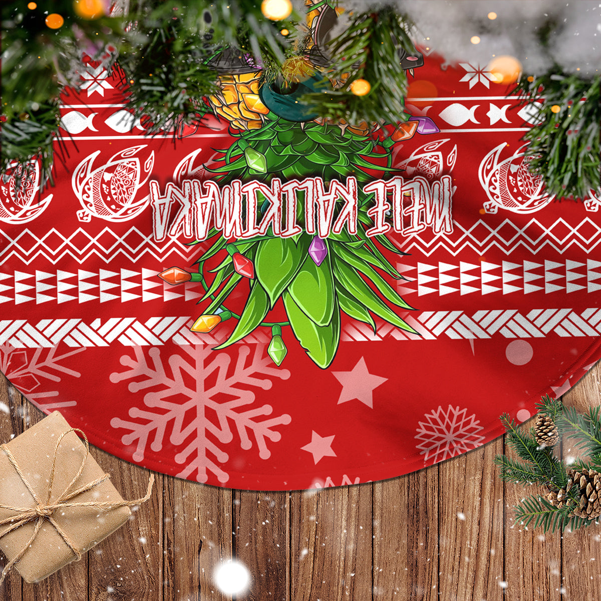Hawaii Pineapple Christmas Tree Skirt Mele Kalikimaka - Wonder Print Shop