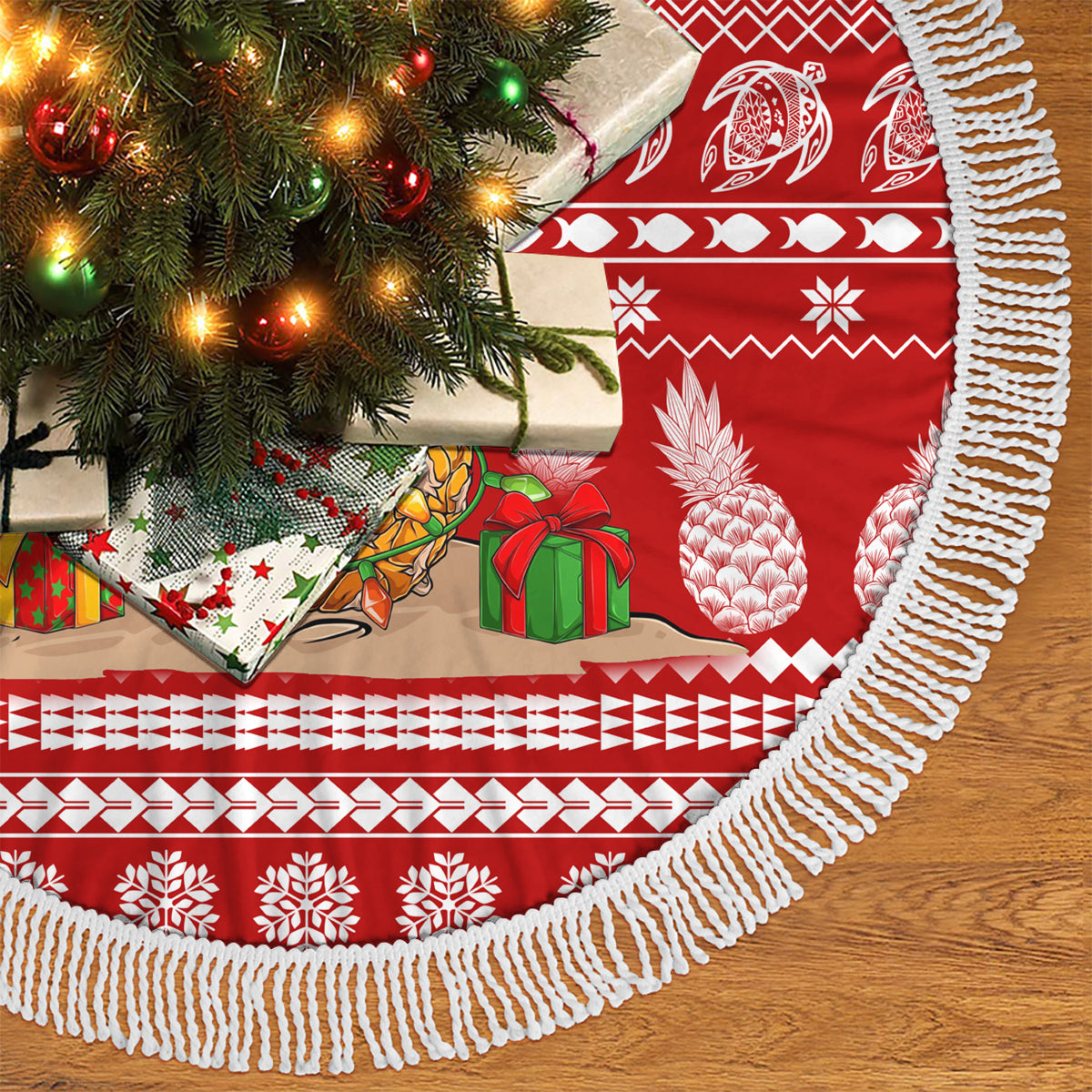 Hawaii Pineapple Christmas Tree Skirt Mele Kalikimaka - Wonder Print Shop