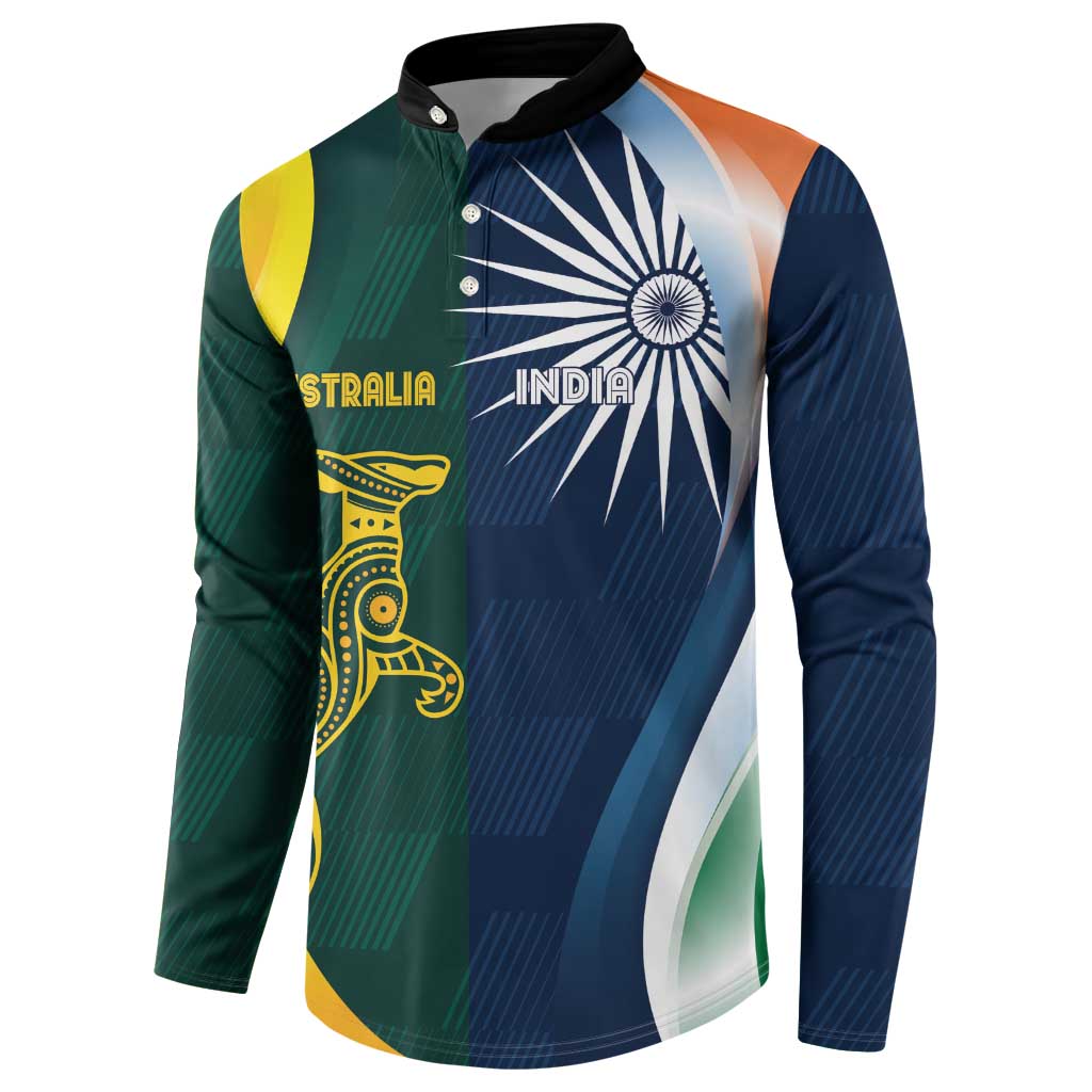 Custom India and Australia Cricket Button Sweatshirt Special Half-Half Mix LT7 - Wonder Print Shop