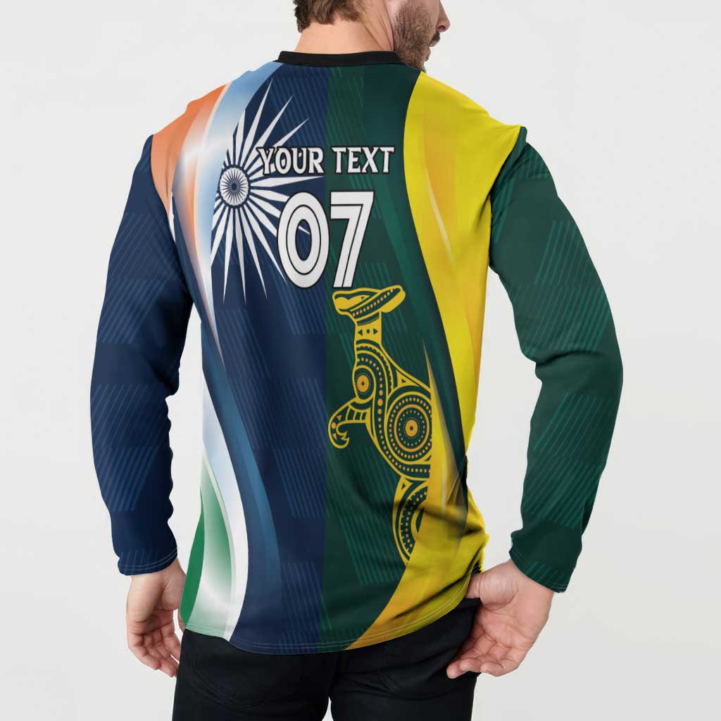 Custom India and Australia Cricket Button Sweatshirt Special Half-Half Mix LT7 - Wonder Print Shop