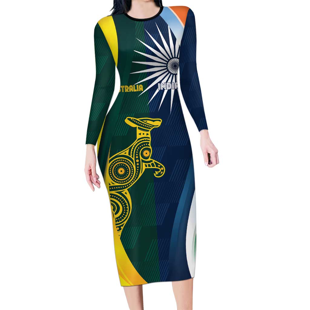 Custom India and Australia Cricket Family Matching Long Sleeve Bodycon Dress and Hawaiian Shirt Special Half-Half Mix LT7 - Wonder Print Shop