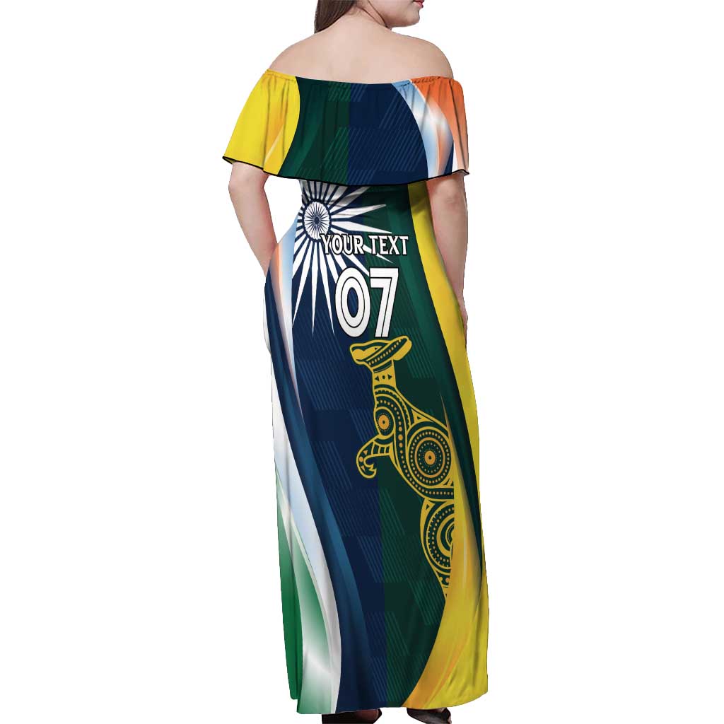 Custom India and Australia Cricket Off Shoulder Maxi Dress Special Half-Half Mix - Wonder Print Shop