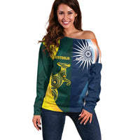 Custom India and Australia Cricket Off Shoulder Sweater Special Half-Half Mix - Wonder Print Shop