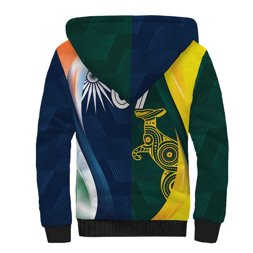 Custom India and Australia Cricket Sherpa Hoodie Special Half-Half Mix - Wonder Print Shop