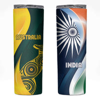 Custom India and Australia Cricket Skinny Tumbler Special Half-Half Mix - Wonder Print Shop