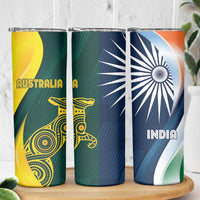 Custom India and Australia Cricket Skinny Tumbler Special Half-Half Mix - Wonder Print Shop