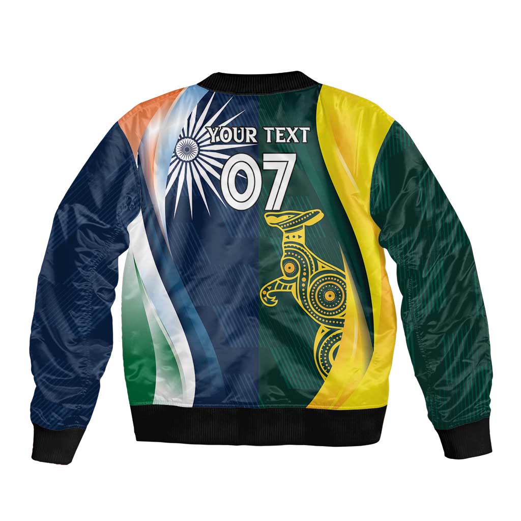 Custom India and Australia Cricket Sleeve Zip Bomber Jacket Special Half-Half Mix - Wonder Print Shop