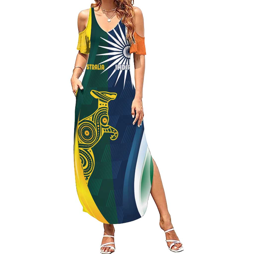 Custom India and Australia Cricket Summer Maxi Dress Special Half-Half Mix - Wonder Print Shop
