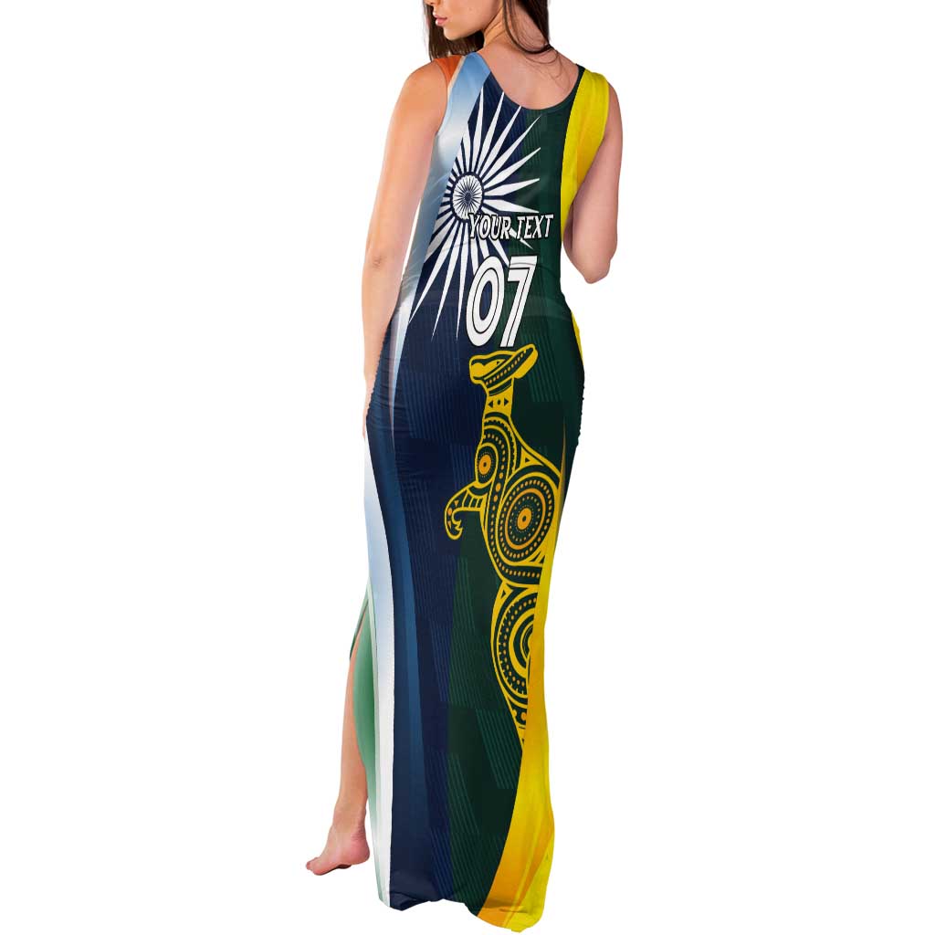 Custom India and Australia Cricket Tank Maxi Dress Special Half-Half Mix - Wonder Print Shop