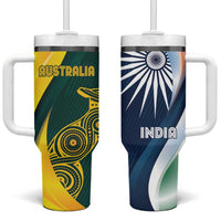 Custom India and Australia Cricket Tumbler With Handle Special Half-Half Mix - Wonder Print Shop