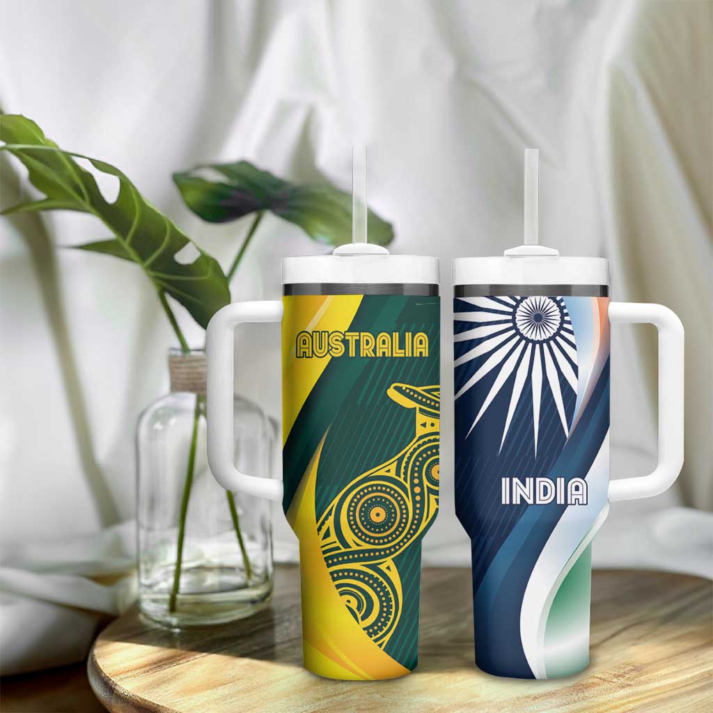 Custom India and Australia Cricket Tumbler With Handle Special Half-Half Mix - Wonder Print Shop