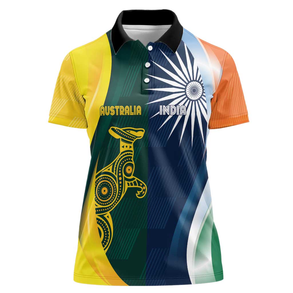 Custom India and Australia Cricket Women Polo Shirt Special Half-Half Mix - Wonder Print Shop