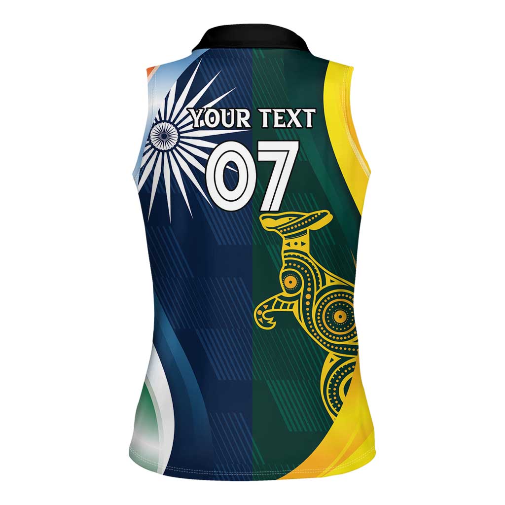 Custom India and Australia Cricket Women Sleeveless Polo Shirt Special Half-Half Mix - Wonder Print Shop