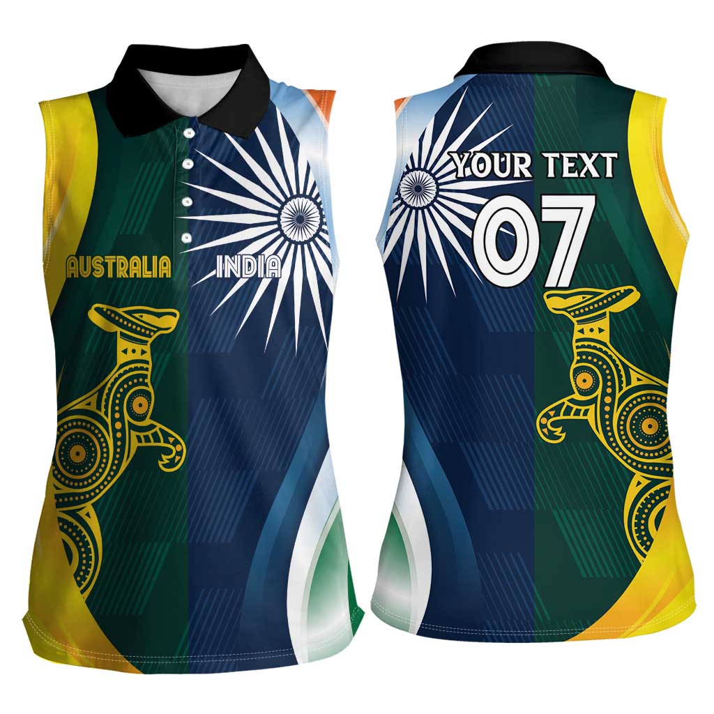 Custom India and Australia Cricket Women Sleeveless Polo Shirt Special Half-Half Mix - Wonder Print Shop