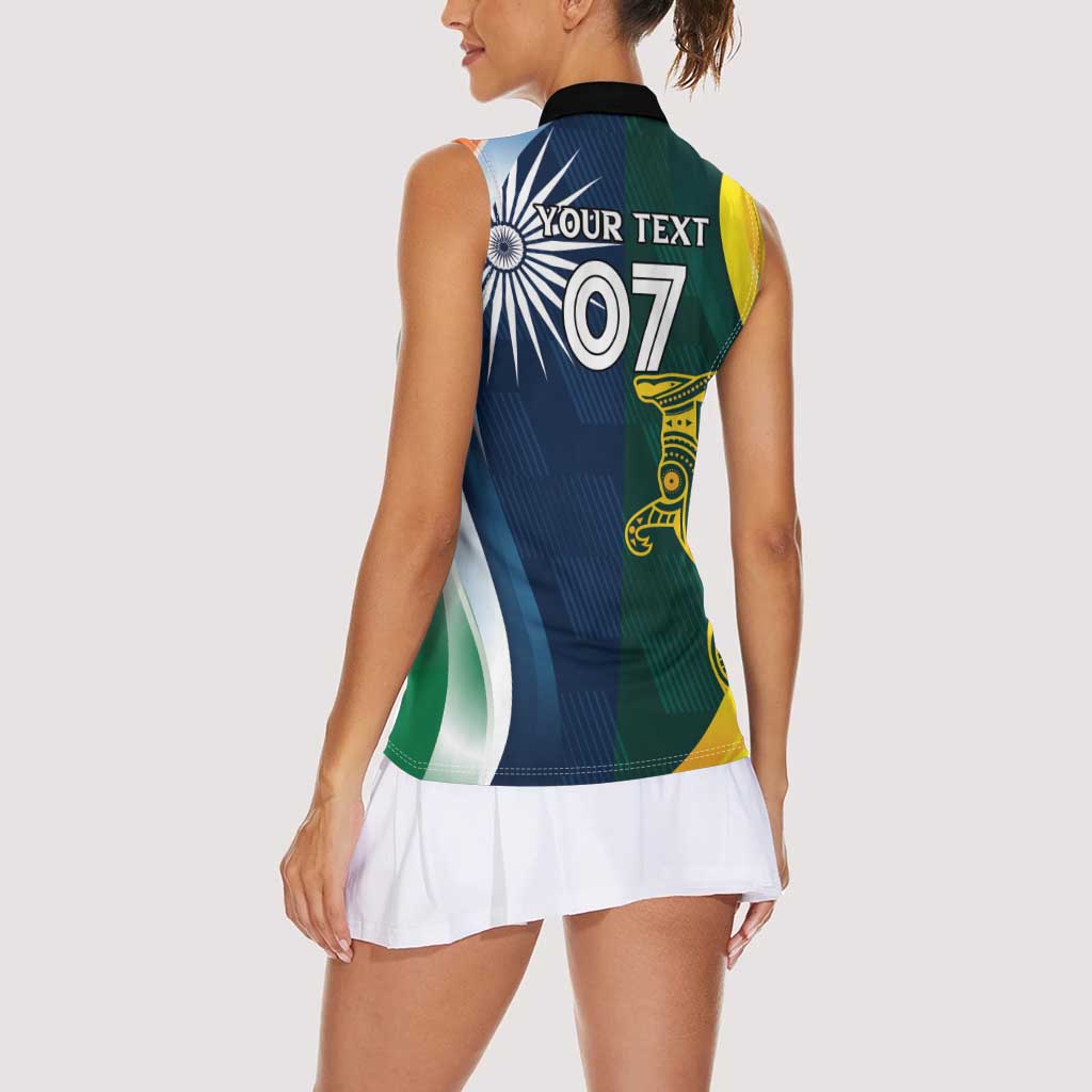 Custom India and Australia Cricket Women Sleeveless Polo Shirt Special Half-Half Mix - Wonder Print Shop
