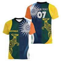 Custom India and Australia Cricket Women V-Neck T-Shirt Special Half-Half Mix - Wonder Print Shop