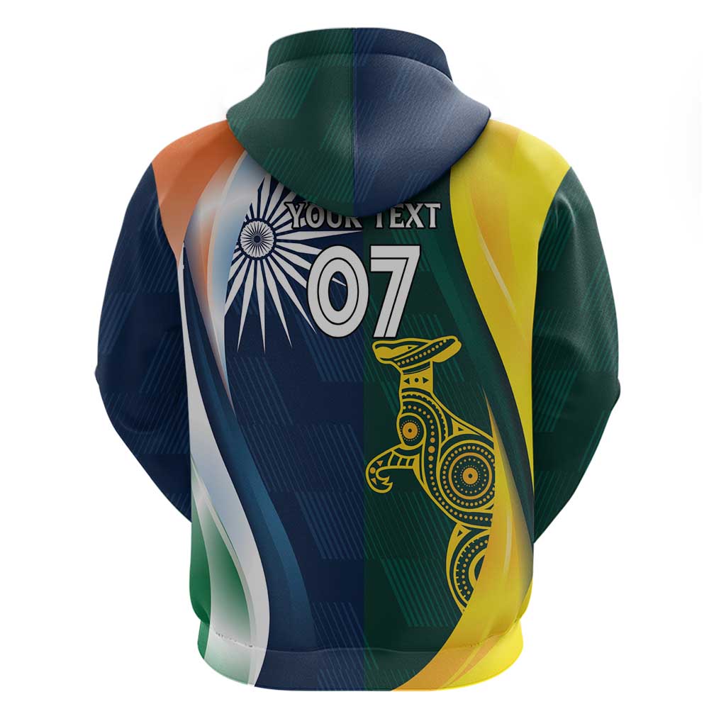 Custom India and Australia Cricket Zip Hoodie Special Half-Half Mix - Wonder Print Shop