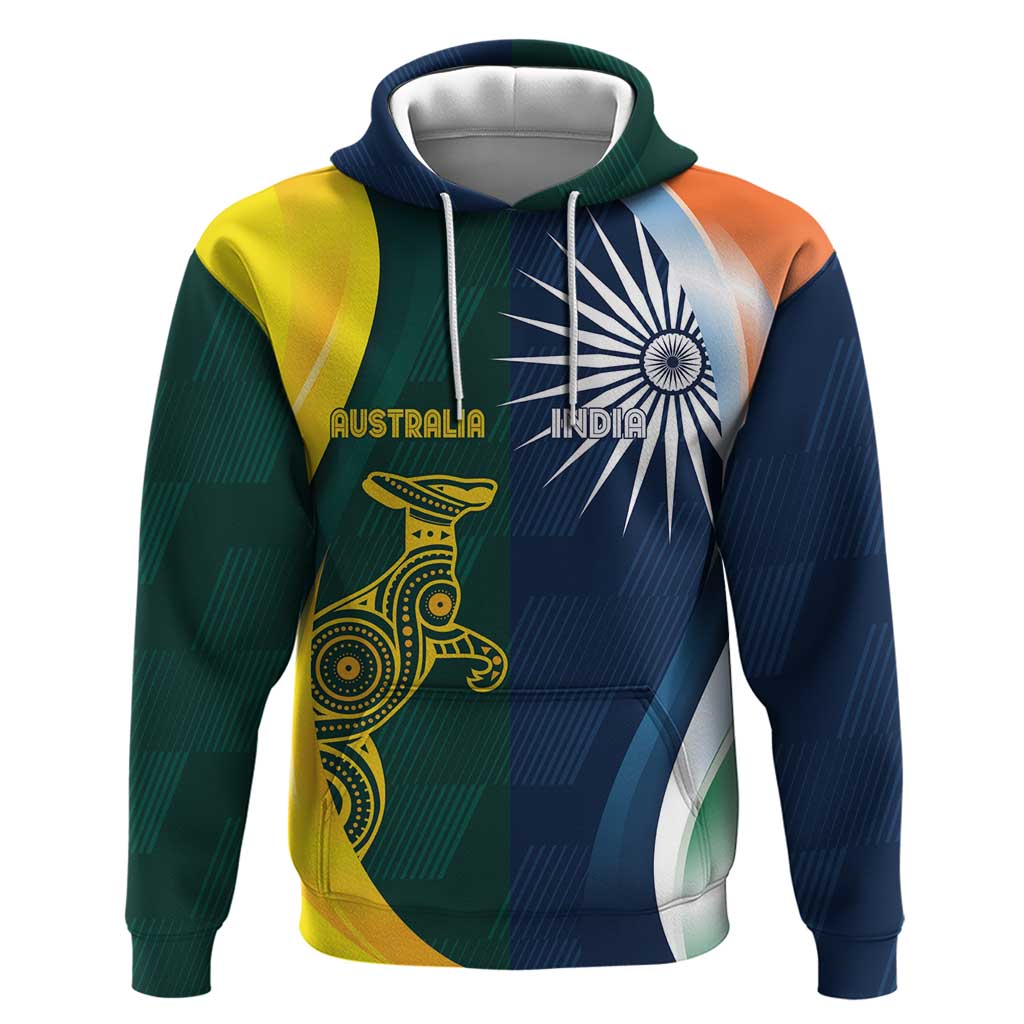 Custom India and Australia Cricket Zip Hoodie Special Half-Half Mix - Wonder Print Shop