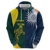 Custom India and Australia Cricket Zip Hoodie Special Half-Half Mix - Wonder Print Shop