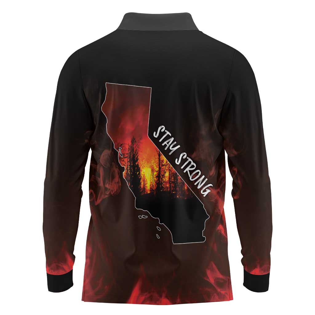 So-Cal Wildfire Long Sleeve Polo Shirt LA Stay Strong