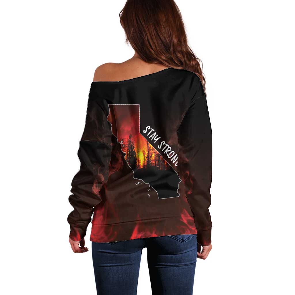 So-Cal Wildfire Off Shoulder Sweater LA Stay Strong