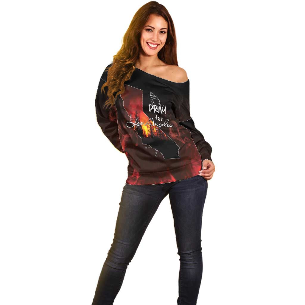 So-Cal Wildfire Off Shoulder Sweater LA Stay Strong