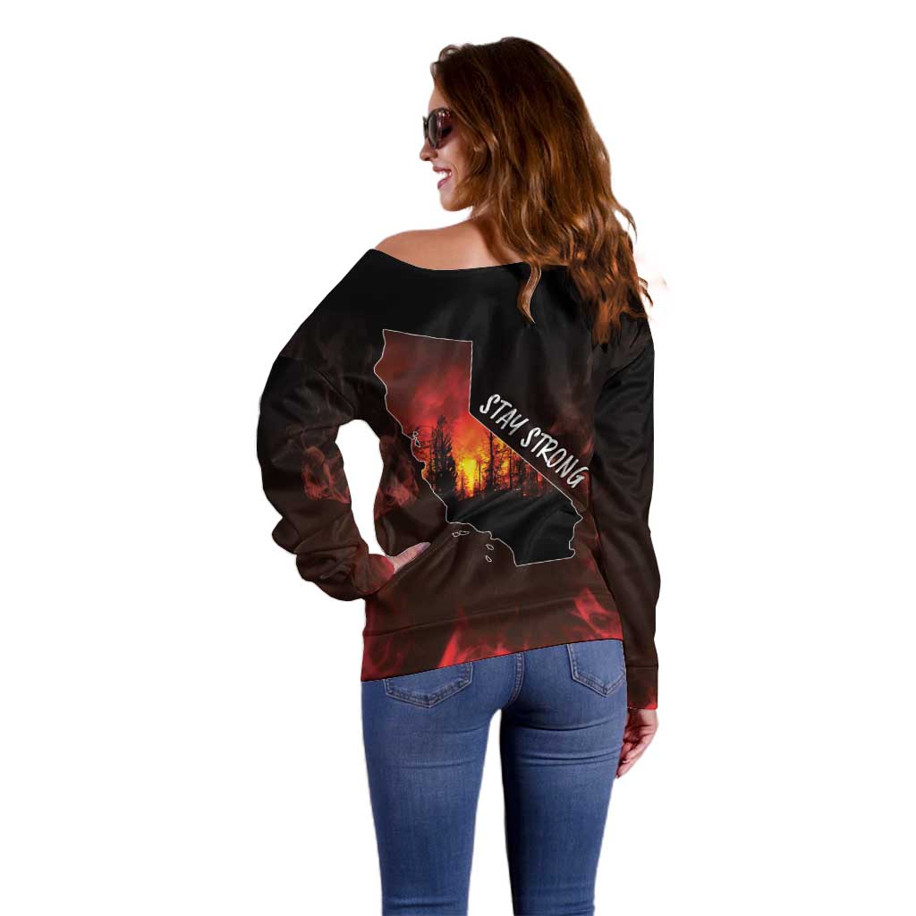 So-Cal Wildfire Off Shoulder Sweater LA Stay Strong