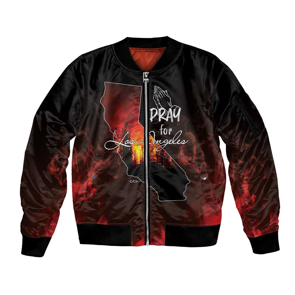 So-Cal Wildfire Sleeve Zip Bomber Jacket LA Stay Strong