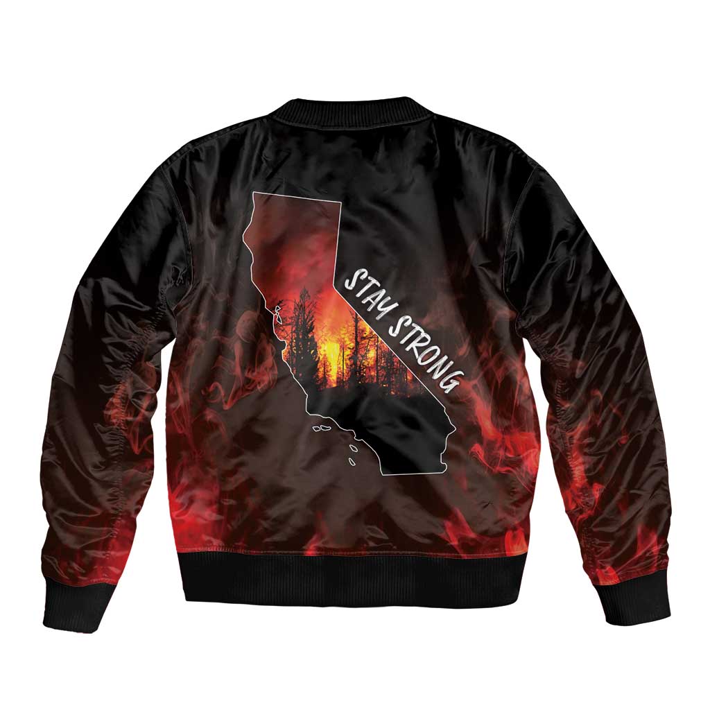 So-Cal Wildfire Sleeve Zip Bomber Jacket LA Stay Strong