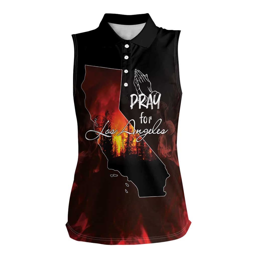 So-Cal Wildfire Women Sleeveless Polo Shirt LA Stay Strong - Wonder Print Shop