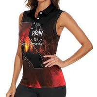 So-Cal Wildfire Women Sleeveless Polo Shirt LA Stay Strong - Wonder Print Shop