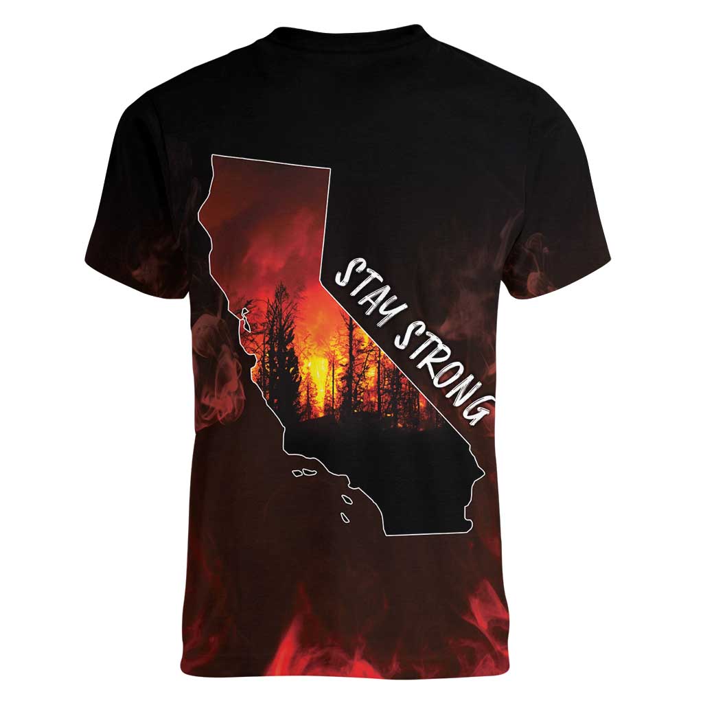 So-Cal Wildfire Women V-Neck T-Shirt LA Stay Strong - Wonder Print Shop