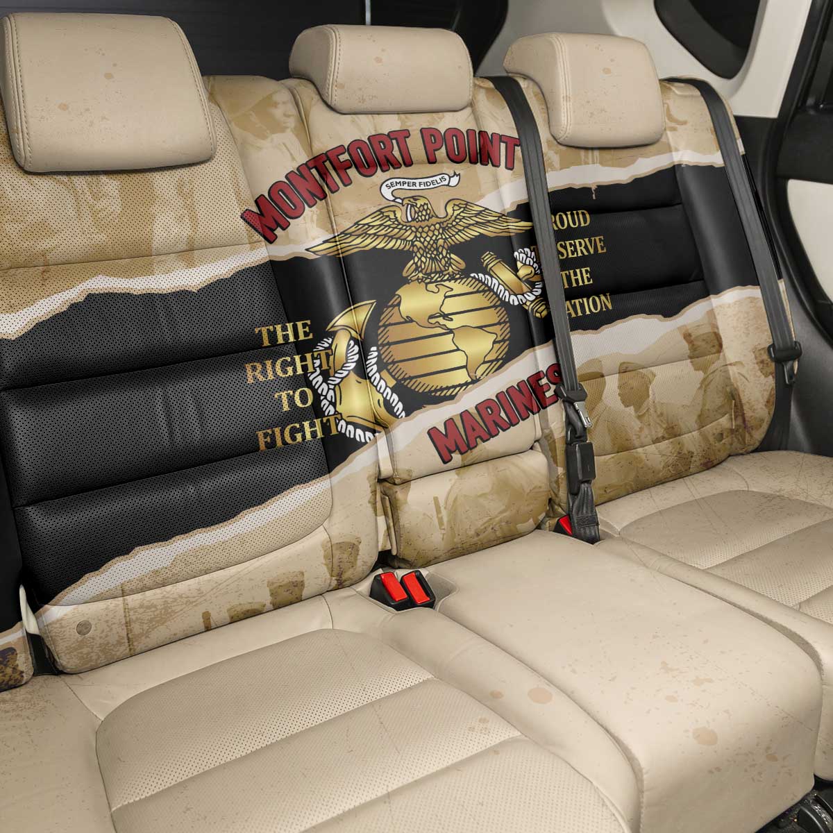 Montfort Point Marines Back Car Seat Cover African American First To Fight Prejudice
