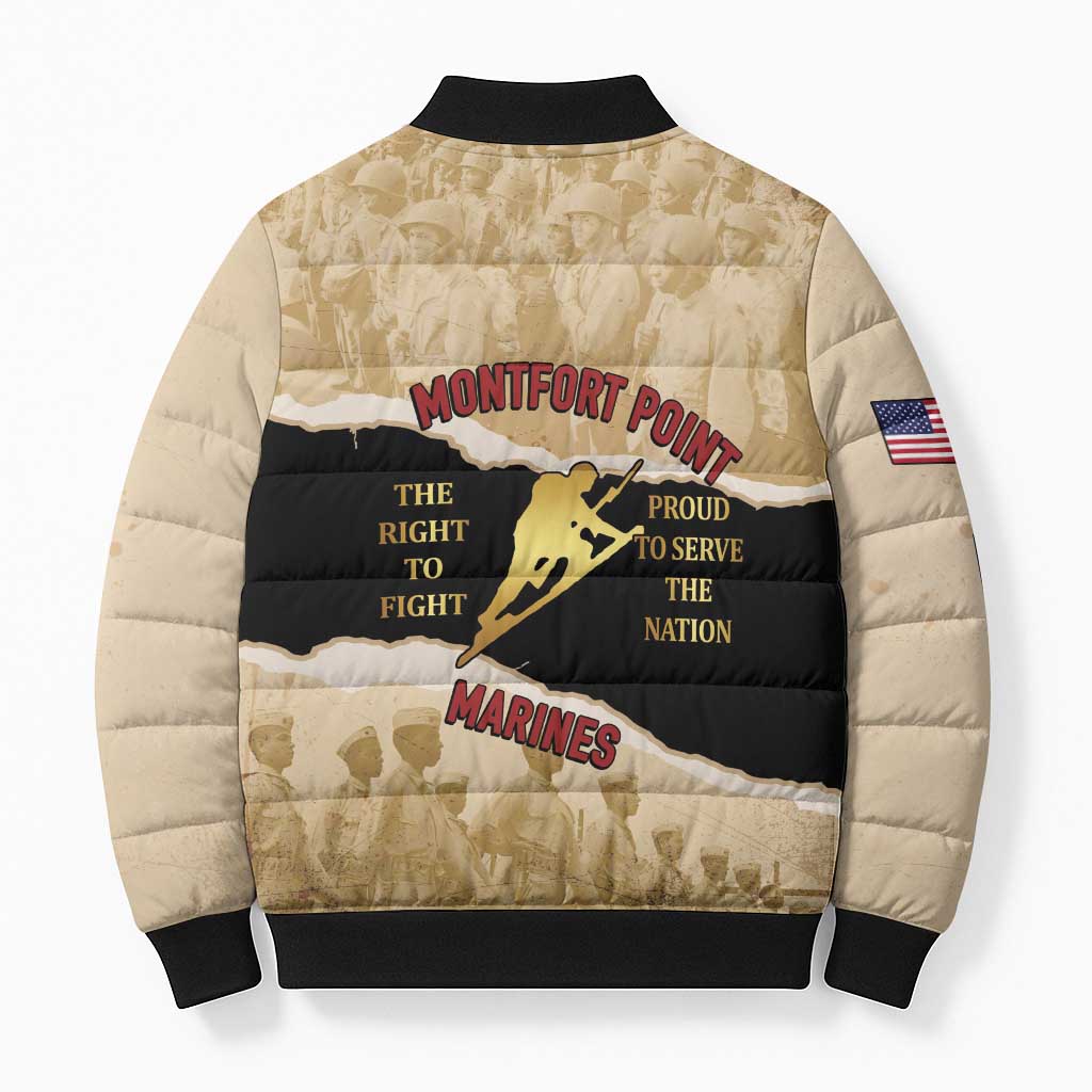 Montfort Point Marines Bomber Puffer Jacket African American First To Fight Prejudice