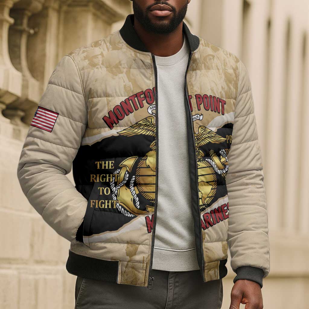 Montfort Point Marines Bomber Puffer Jacket African American First To Fight Prejudice