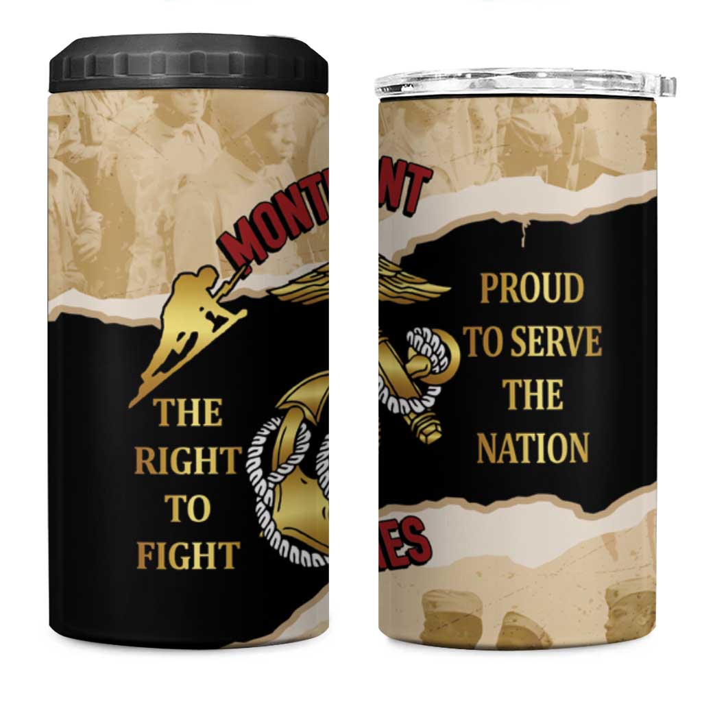 Montfort Point Marines 4 in 1 Can Cooler Tumbler African American First To Fight Prejudice