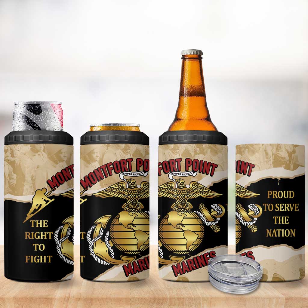 Montfort Point Marines 4 in 1 Can Cooler Tumbler African American First To Fight Prejudice