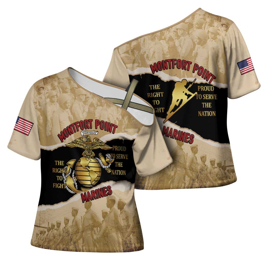 Montfort Point Marines Cross Shoulder Shirt African American First To Fight Prejudice