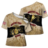 Montfort Point Marines Cross Shoulder Shirt African American First To Fight Prejudice