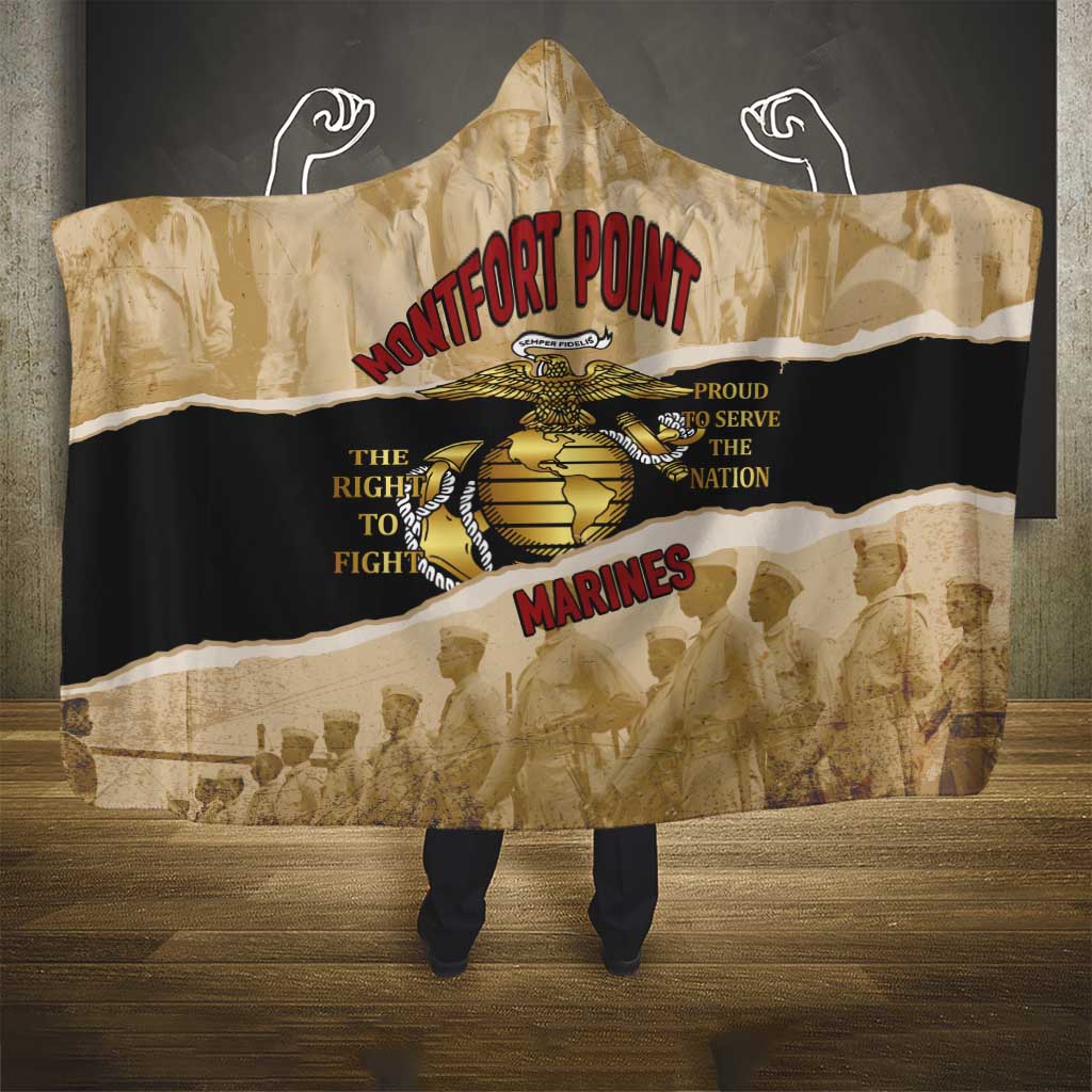 Montfort Point Marines Hooded Blanket African American First To Fight Prejudice
